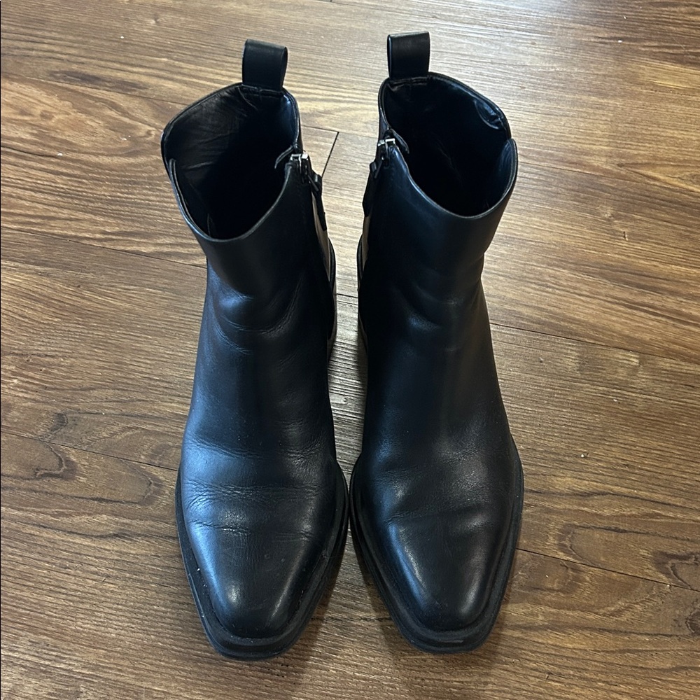 Franco Sarto Black Leather Ankle Booties - Picture 4 of 9